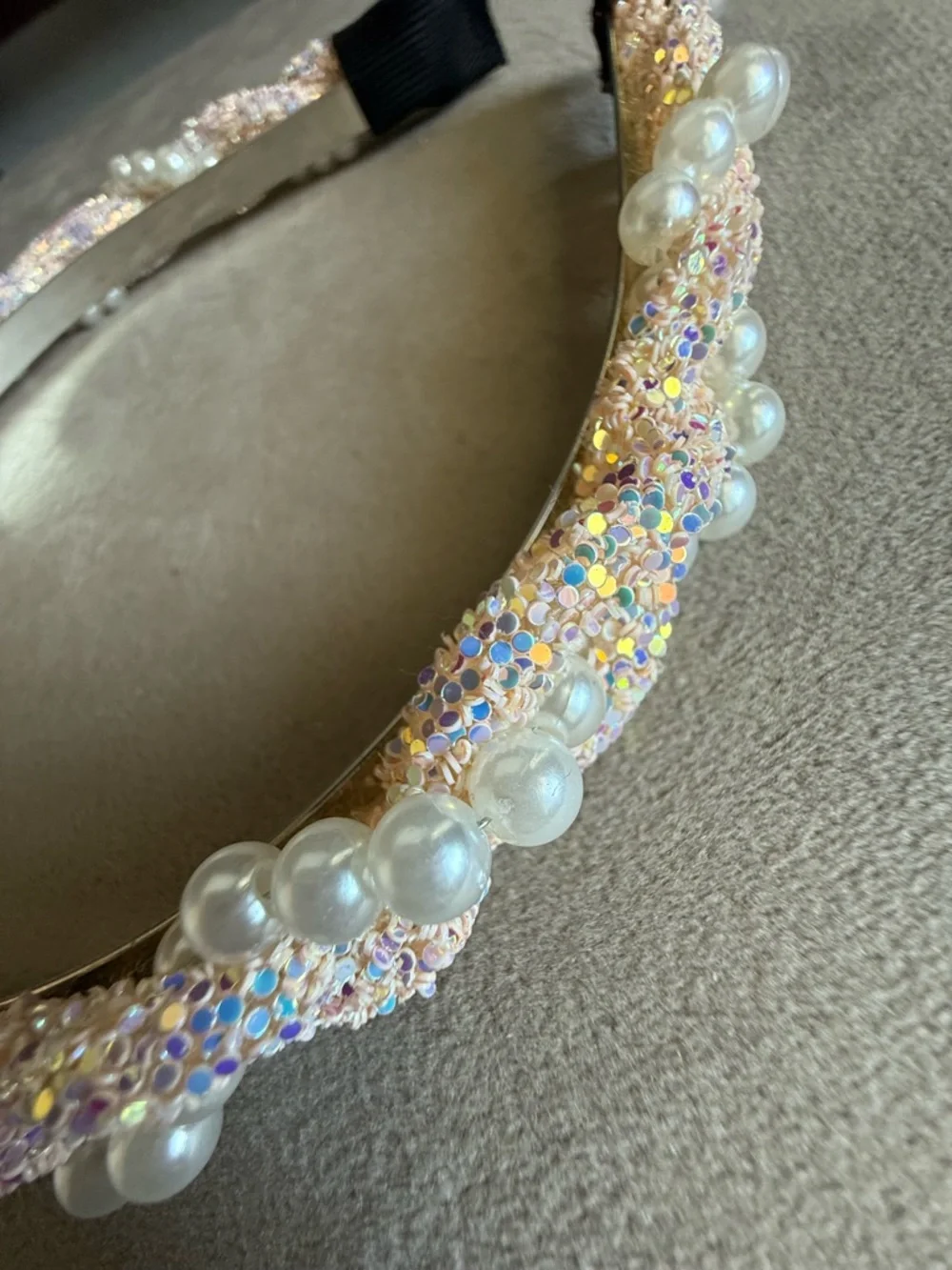 Pearl & Crystal Embellished Pink Headband